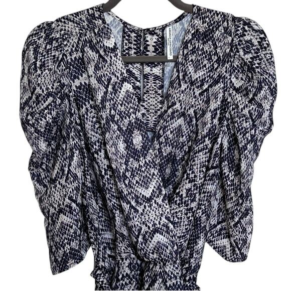 AMANDA UPRICHARD Snakeskin Annika Puff‎ Sleeve Romper-Size P/XS - Picture 5 of 9